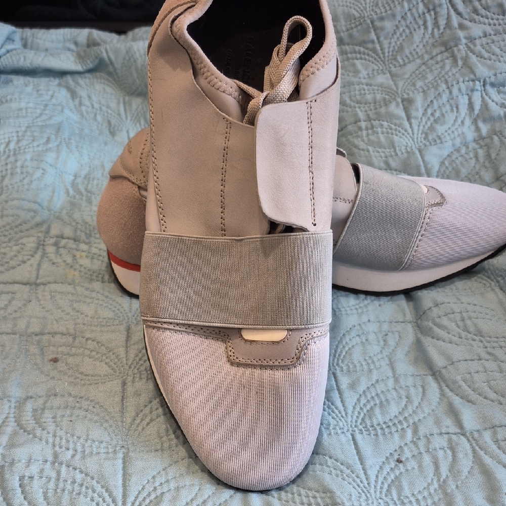 Balenciaga Gray and Red Sneakers